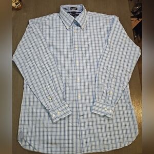 Tommy Hilfiger Light Blue & Navy Windowpane Dress Shirt